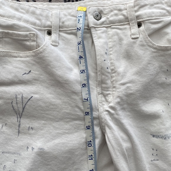 👀🤩High Waist OG Straight Paint Splatter White Ankle Jeans - Picture 8 of 9